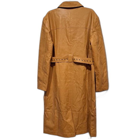 Honor The Gift Vegan Leather Belted Trench Coat Jacket Mustard Yellow sz XL NWT - Picture 10 of 15